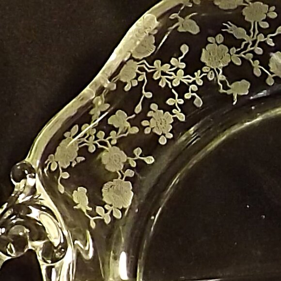 VTG Cambridge Glass Rose Point Etch 2 Part Relish Dish - Picture 5 of 10